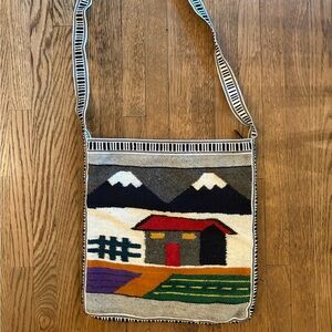 Vintage woven wool satchel/crossbody bag from Ecuador